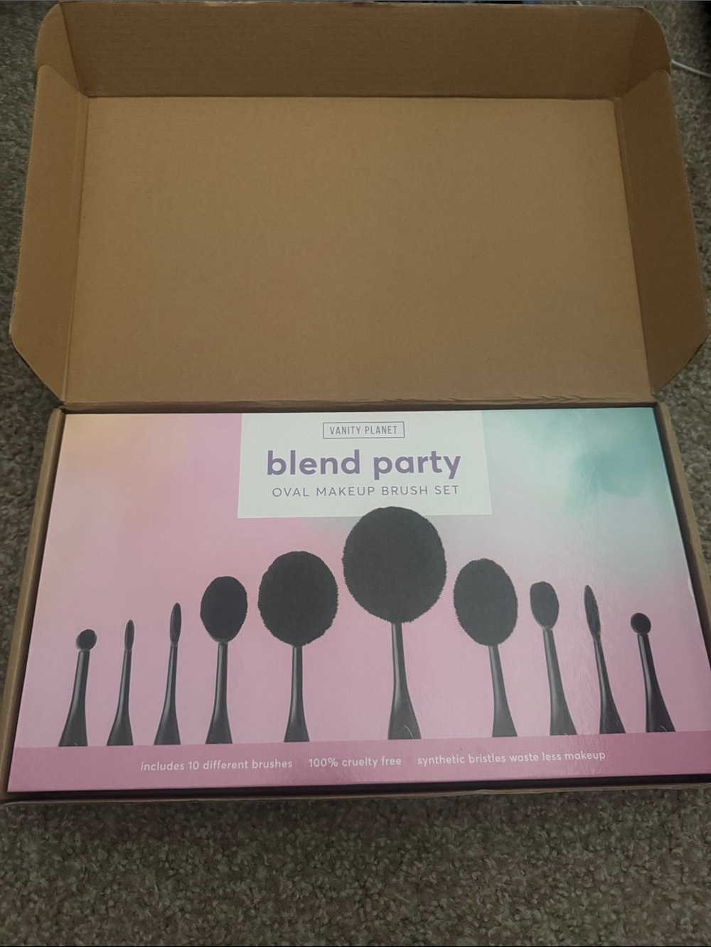 Vanity Planey Blend Party Oval Makeup Brush Set - Pink
